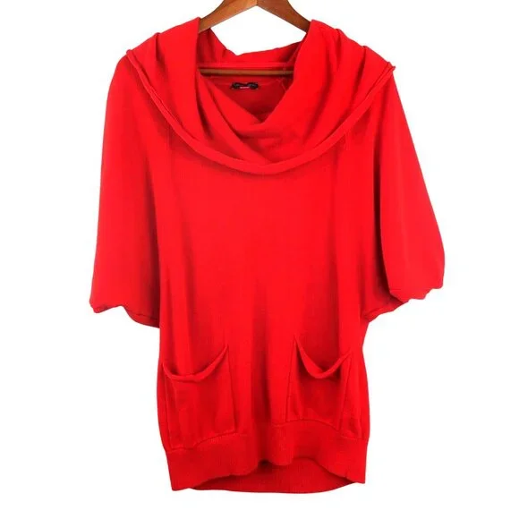 Vince Camuto Red Cowl Neck Sweater – Dolman Sleeves, Pockets, Women’s M - Picture 4 of 7